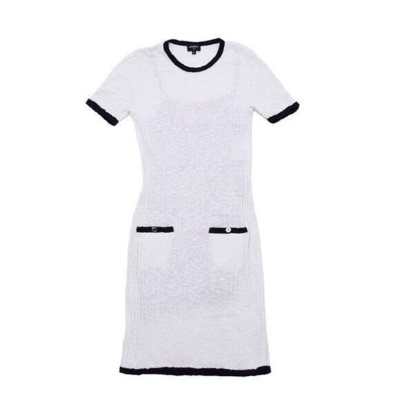 Authentic CHANEL CC White Cotton Midi Dress Vintage Cruise Collection - Picture 1 of 10